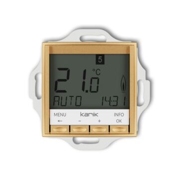 Regulator temperatury tygodniowy (podświetlenie białe) złoty Karlik MINI 29MRT-3.2