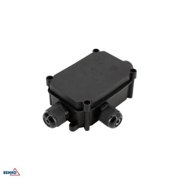 Puszka natynkowa hermetyczna z dławikami IP66 czarna Bemko E04-HP3-PG9-IP66