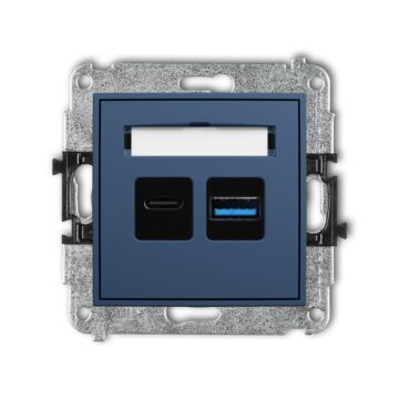 Gniazdo USB podwójne ładowarka USB A+C navy blue Karlik MINI 64MCUSB-8