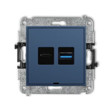 Gniazdo USB podwójne ładowarka USB A+C navy blue Karlik MINI 64MCUSBBO-8