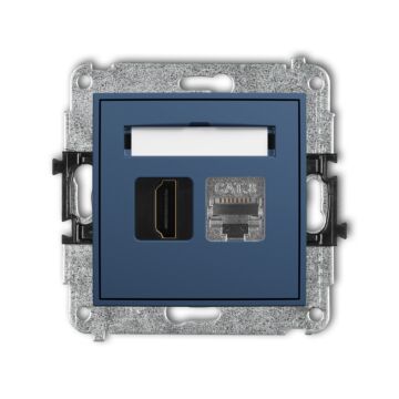 Gniazdo HDMI pojedyncze 2.1 8K + komputerowe 1xRJ45 kat. 8 navy blue Karlik MINI 64MGHK-88