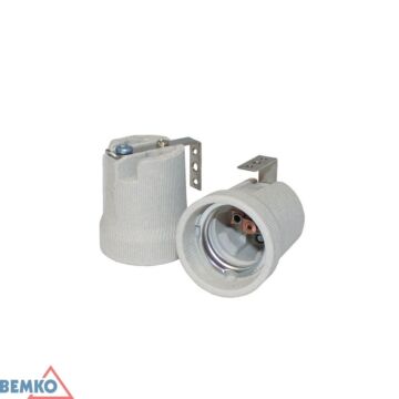 Oprawka ceramiczna z uchwytem E27 biała Bemko E15-E27-F519U