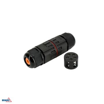 Złącze kablowe konektor mufa IP68 5x1,5mm2 24A 450V czarny Bemko E08-ZK05-IP68