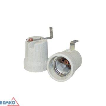 Oprawka ceramiczna z uchwytem E27 biała Bemko E15-E27-F519L
