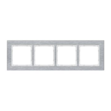 Ramka poczwórna pion/poziom srebrna (spód biały) aluminium szczotkowane Karlik DECO 7-0-DRA-4
