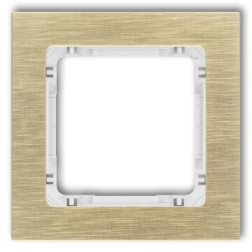 Ramka pojedyncza pion/poziom mosiężna (spód biały) aluminium szczotkowane Karlik DECO 8-0-DRA-1