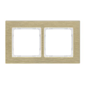 Ramka podwójna pion/poziom mosiężna (spód biały) aluminium szczotkowane Karlik DECO 8-0-DRA-2