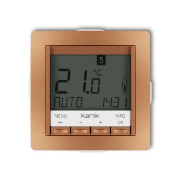 Regulator temperatury tygodniowy (podświetlenie białe) złoty metalik Karlik DECO 8DRT-3.2
