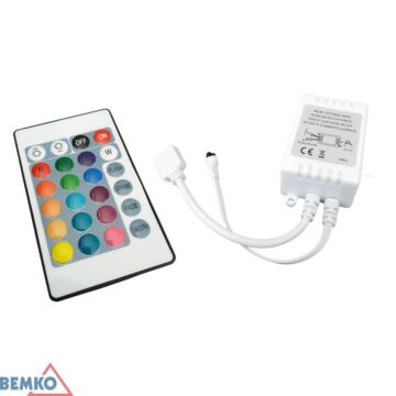 Sterownik do taśm LED IR 72W z pilotem RGB 24 przyciski Bemko B44-IR-SRP-072-24-RGB
