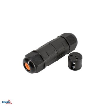 Złącze kablowe konektor mufa IP68 3x2,5mm2 24A 450V czarny Bemko E08-ZK03-IP68