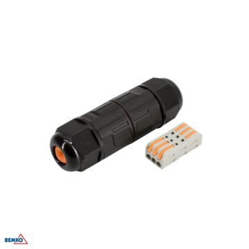 Złącze kablowe konektor mufa IP68 3x1,5mm2 17.5A 450V czarny Bemko E08-ZK03-IP68-QC
