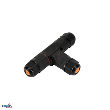 Złącze kablowe trójnik T konektor mufa IP68 3x2,5mm2 24A 450V czarny Bemko E08-ZK03-IP68-T