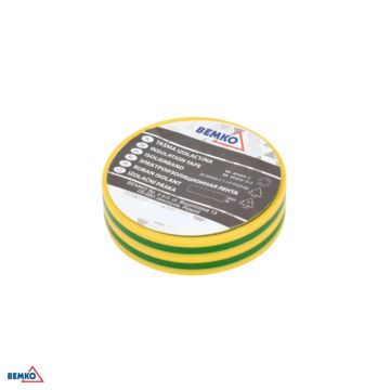 Taśma izolacyjna PVC 15x10 żółto-zielona Bemko E30-PVC1510YG