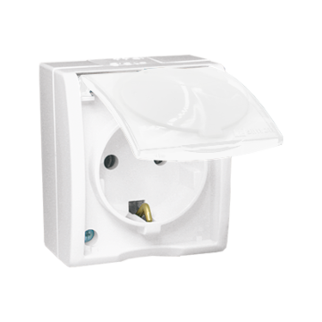 Gniazdo elektryczne poj. SCHUKO klapka biały IP54 Simon Aquarius Kontakt-Simon AQGSZ1Z/11