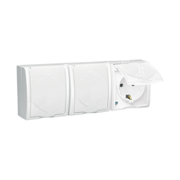 Gniazdo elektryczne potrójne SCHUKO klapka biały IP54 Simon Aquarius Kontakt-Simon AQGSZ1-3/11