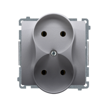 Gniazdo elektryczne podwójne bez uziemienia inox Basic Kontakt-Simon BMG2MZ.01/21