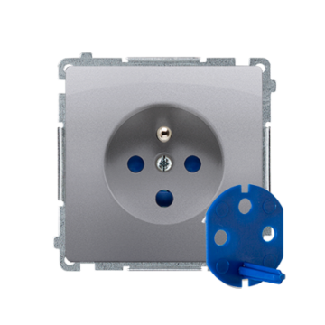 Gniazdo elektryczne pojedyncze DATA z kluczem inox Basic Kontakt-Simon BMGD1.01/21