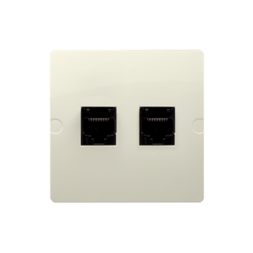 Gniazdo komputerowe RJ45 kat. 5e + telefoniczne RJ11 beżowy Basic Kontakt-Simon BMF5T.02/12