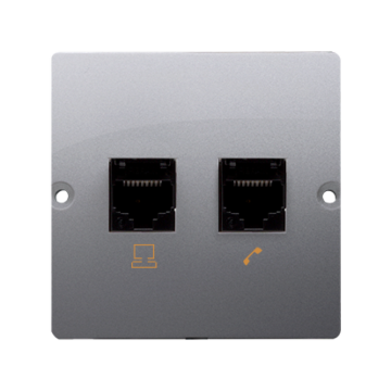 Gniazdo komputerowe RJ45 kat. 5e + telefoniczne RJ11 inox Basic Kontakt-Simon BMF5T.02/21