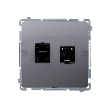 Gniazdo komputerowe podwójne RJ45 kat. 6 srebrny mat Basic Kontakt-Simon BM62.01/43
