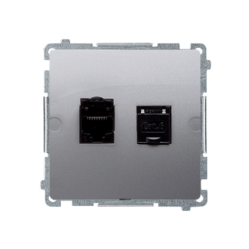 Gniazdo komputerowe podwójne RJ45 kat. 6 inox Basic Kontakt-Simon BM62.01/21 Gniazdo komputerowe podwójne RJ45 kat. 6 inox Basic Kontakt-Simon BM62.01/21