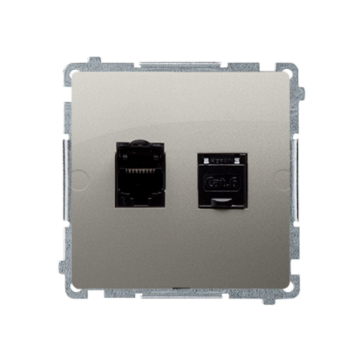 Gniazdo komputerowe podwójne RJ45 kat. 6 satynowy Basic Kontakt-Simon BM62.01/29