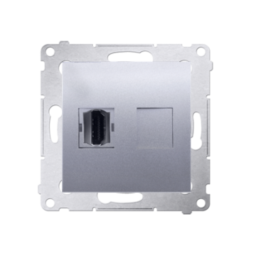 Gniazdo HDMI pojedyncze srebrny mat, metalizowany Simon54 Kontakt-Simon DGHDMI.01/43