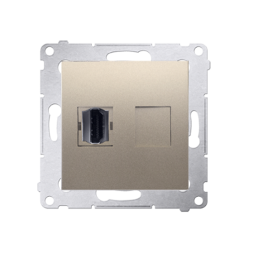 Gniazdo HDMI pojedyncze złoty mat, metalizowany Simon54 Kontakt-Simon DGHDMI.01/44