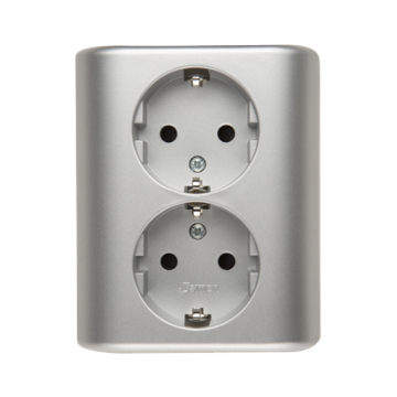 Gniazdo elektryczne podwójne SCHUKO srebrny mat Simon54 Kontakt-Simon EGSZ2SPZ/43