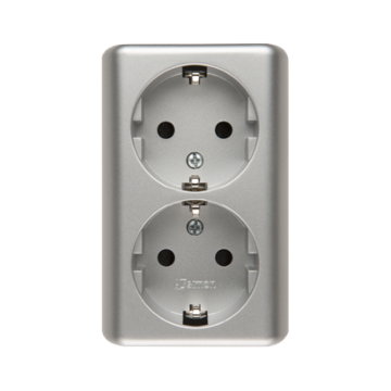 Gniazdo elektryczne podwójne SCHUKO srebrny mat Simon54 Kontakt-Simon EGSZ2SNZ/43