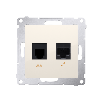 Gniazdo komputerowe RJ45 kat. 5e + telefoniczne RJ12 kremowy Simon54 Kontakt-Simon D5T.01/41 Gniazdo komputerowe RJ45 kat. 5e + telefoniczne RJ12 kremowy Simon54 Kontakt-Simon D5T.01/41