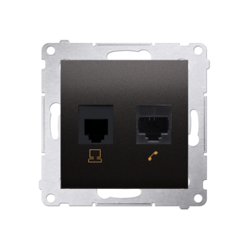 Gniazdo komputerowe RJ45 kat. 5e + telefoniczne RJ12 antracyt Simon54 Kontakt-Simon D5T.01/48