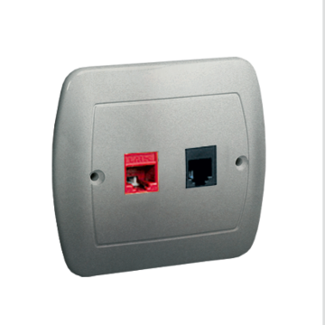 Gniazdo komputerowe RJ45 kat. 5e + telefoniczne RJ11 aluminium Simon Akord Kontakt-Simon AF5T/26