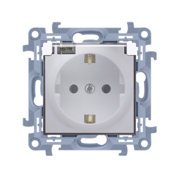 Gniazdo elektryczne pojedyncze z klapką biały IP44 Simon10 Kontakt-Simon CGSZ1B.01/11A Gniazdo elektryczne pojedyncze z klapką biały IP44 Simon10 Kontakt-Simon CGSZ1B.01/11A