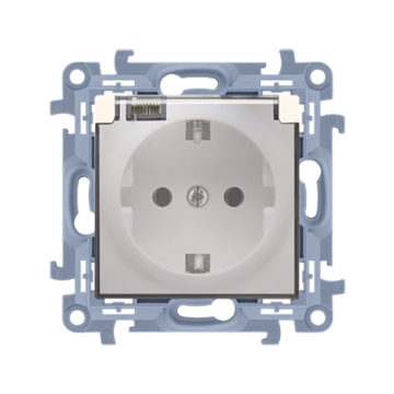 Gniazdo elektryczne pojedyncze z klapką kremowy IP44 Simon10 Kontakt-Simon CGSZ1BZ.01/41A