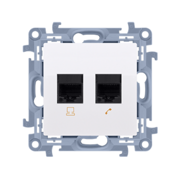 Gniazdo komputerowe RJ45 kat. 6 + telefoniczne RJ11 biały Simon10 Kontakt-Simon C6T.01/11