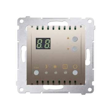 Regulator temperatury z wyświetlaczem i czujnikiem złoty mat Simon54 Kontakt-Simon DTRNW.01/44