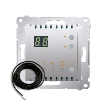 Regulator temperatury z wyświetlaczem i czujnikiem srebrny mat Simon54 Kontakt-Simon DTRNSZ.01/43