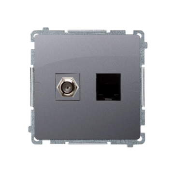 Gniazdo antenowe typ F + RJ45 kat. 6 inox Basic Kontakt-Simon BMAFRJ45.01/21