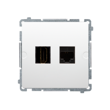 Gniazdo HDMI + komputerowe RJ45 kat.6. biały Basic Kontakt-Simon BMGHRJ45.01/11