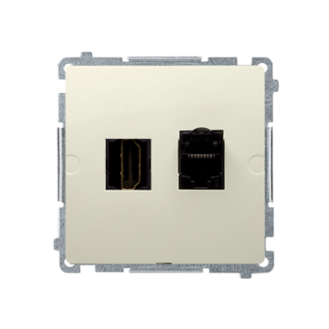 Gniazdo HDMI + komputerowe RJ45 kat.6. beżowy Basic Kontakt-Simon BMGHRJ45.01/12 Gniazdo HDMI + komputerowe RJ45 kat.6. beżowy Basic Kontakt-Simon BMGHRJ45.01/12