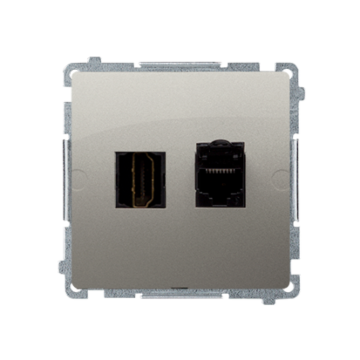 Gniazdo HDMI + komputerowe RJ45 kat.6. satynowy Basic Kontakt-Simon BMGHRJ45.01/29 Gniazdo HDMI + komputerowe RJ45 kat.6. satynowy Basic Kontakt-Simon BMGHRJ45.01/29