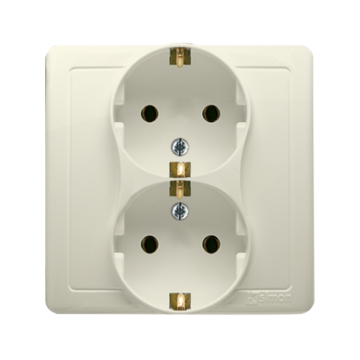 Gniazdo elektryczne podwójne SCHUKO beżowy Basic Kontakt-Simon BGSZ2/12