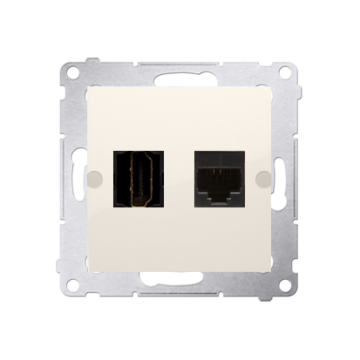Gniazdo HDMI + komputerowe RJ45 kat.6. kremowy Simon54 Kontakt-Simon DGHRJ45.01/41