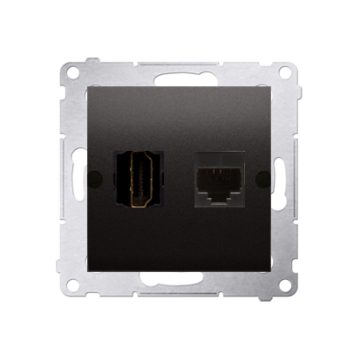 Gniazdo HDMI + komputerowe RJ45 kat.6. antracyt, metalizowany Simon54 Kontakt-Simon DGHRJ45.01/48