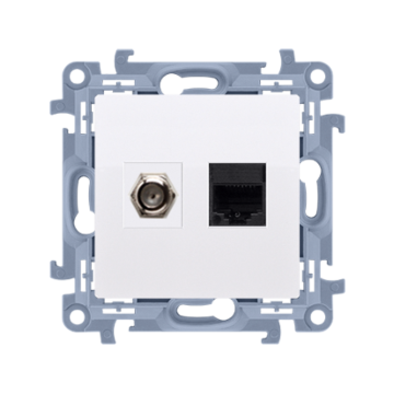 Gniazdo antenowe typu F + RJ45 kat.5e biały Simon10 Kontakt-Simon CASFRJ455.01/11