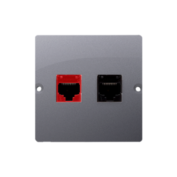 Gniazdo komputerowe RJ45 kat. 5e + telefoniczne RJ12 inox Basic Kontakt-Simon BM5T.02/21