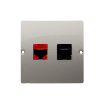 Gniazdo komputerowe RJ45 kat. 5e + telefoniczne RJ12 satynowy Basic Kontakt-Simon BM5T.02/29