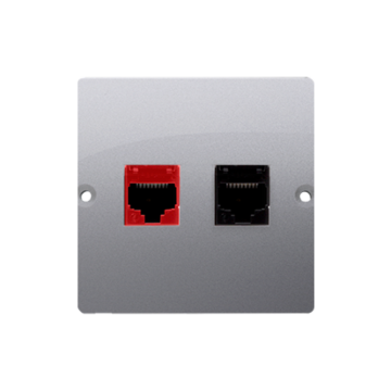 Gniazdo komputerowe RJ45 kat. 5e + telefoniczne RJ12 srebrny mat Basic Kontakt-Simon BM5T.02/43