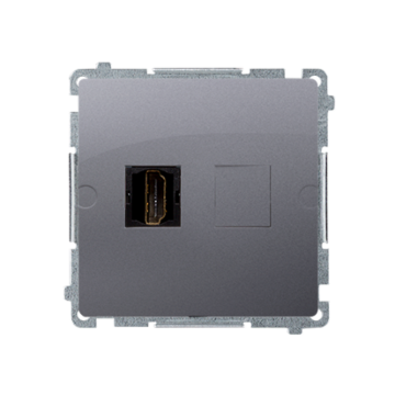 Gniazdo HDMI pojedyncze inox, metalizowany Basic Kontakt-Simon BMGHDMI.01/21